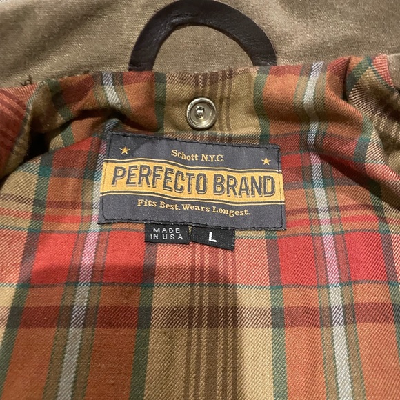 Schott NYC Perfecto Brand Waxed Canvas Moto Jacket- Size L - Picture 6 of 6